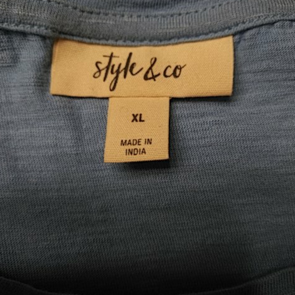 Style & Company Blue Layered Cotton Swing Tank XL - Picture 4 of 4